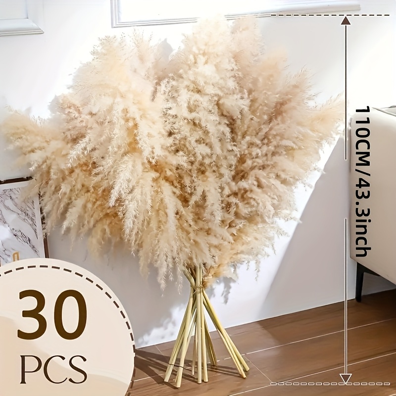 TEMU 40 Inch 30 Stems Natural Pampas Grass Decor Tall, Pompas Grass, Tall Pampas Grass For Wedding, Party, Farmhouse, Boho Home Decor Wedding