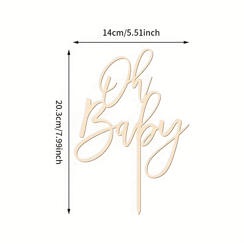 Image of 1pc Cake Decoration For , Featuring A Wooden Cake Topper, Suitable For Birthdays, Gender Reveals, Baptisms, And Gift- Parties