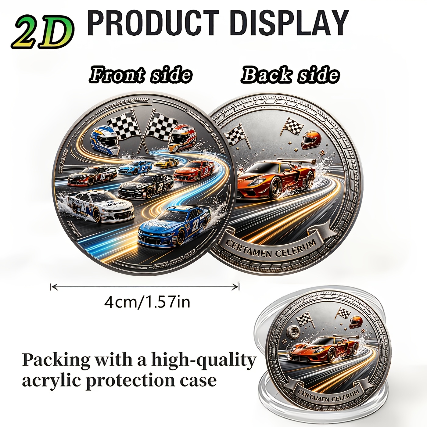 TEMU Replica Coin 1pc 2d "" Double-sided Commemorative Coin For Racing Fans | A Holiday Gift And Collectible For Racing Fans, Suitable For Presenting