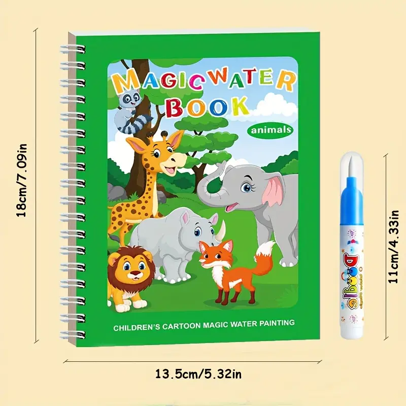 reusable watercolor activity book with waterproof design double sided pages pen educational magic drawing book reusable water painting book vibrant illustrations ideal gift for Product details 4