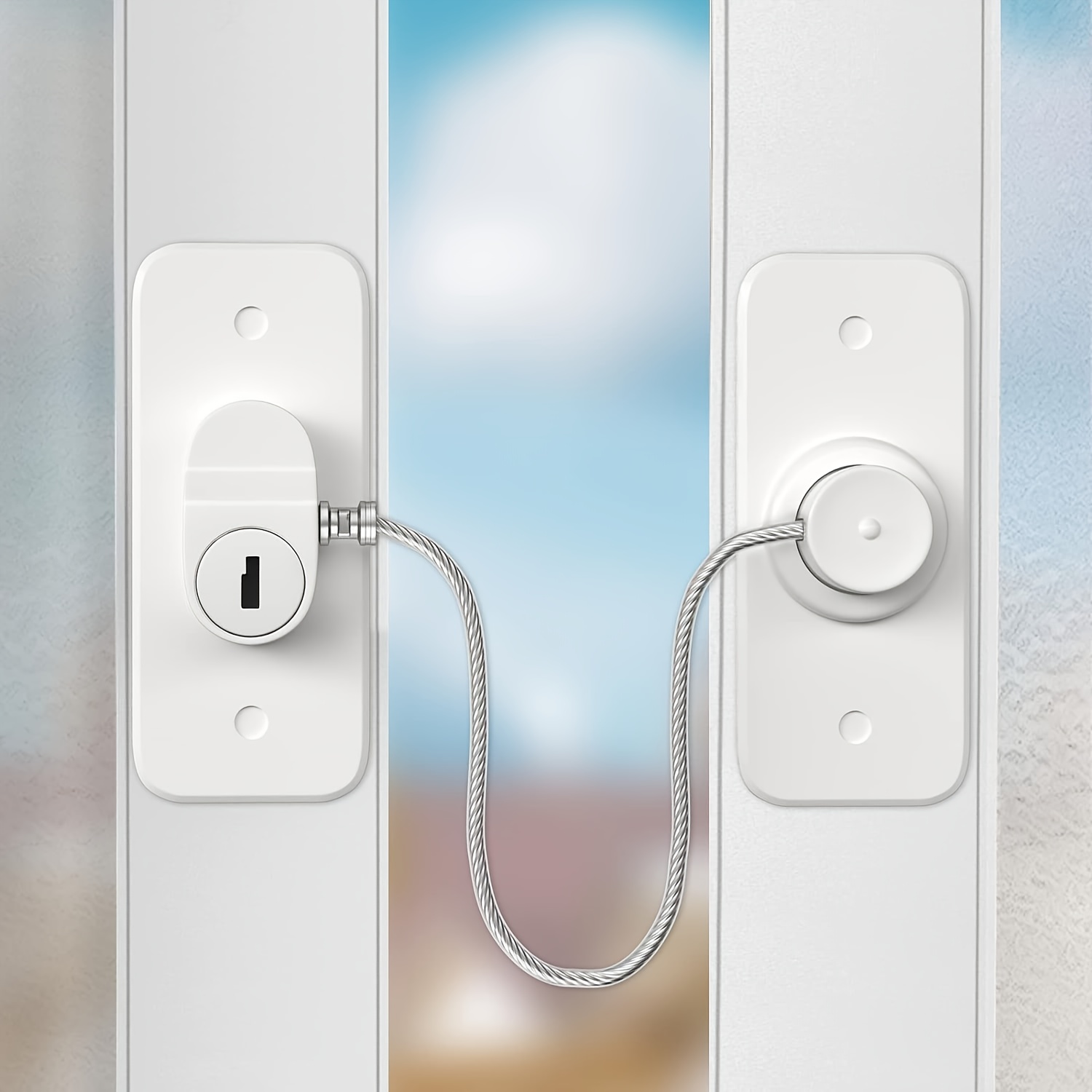 4pcs Window Safety Lock Multi-functional Window Adhesive Type Suitable For Upvc No Drilling Window Lock, Refrigerator Lock With Key Window Safety Lock Pet Safety For Security