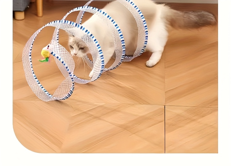 Deux tunnels pour chats en forme de ressort, pliables pour le divertissement et le jeu, tunnel spirale de chasse, équipés de jouets en plume et de souris, adaptés aux chatons, jouets d'intérieur pour chats.