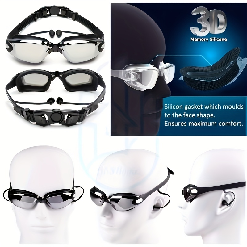 [Anti-Fog Swim Goggles] Anti-Fog Waterproof Professional Racing Swim Goggles | PC Polycarbonate Material, Integrated Ear Plugs, Adult Use, White Frame, for Competitive Swimming