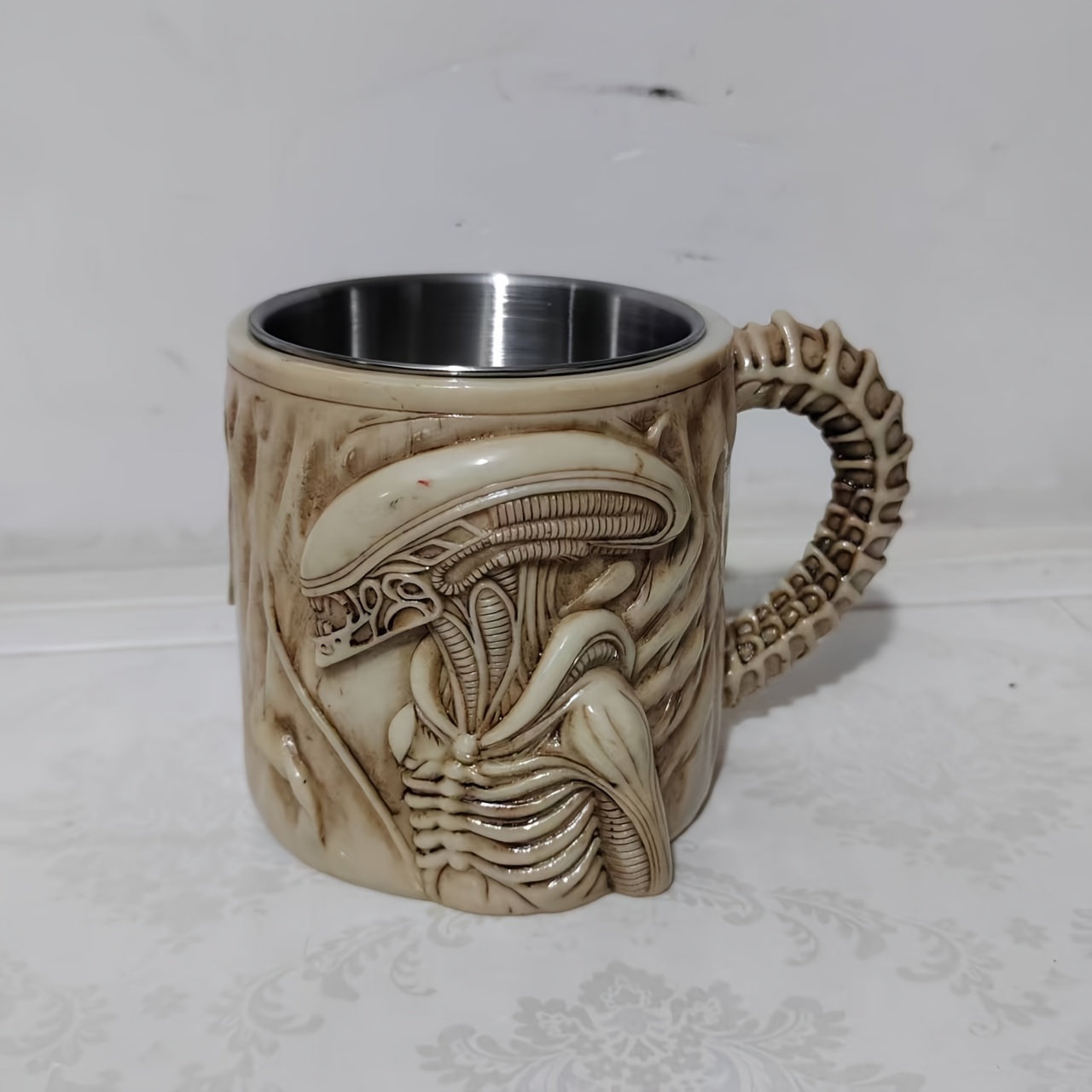 1pc   themed stainless steel tumbler with intricate skull skeletal design   halloween christmas easter thanksgiving fathers day ideal gift for     fans reusable multipurpose cup ideal for coffee or tea unique gift item   themed cup detailed design coffee mug details 2
