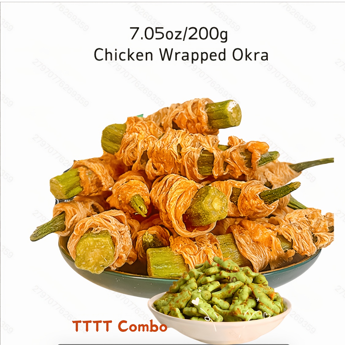 TEMU 7.05oz/ 14.11oz (200g/ 400g) Chicken/ Duck Wrapped Okra, Made With , Treats, , Long Lasting Chews, High In Protein And Low In Fat, Ideal Training Snack For Dogs Of All Sizes