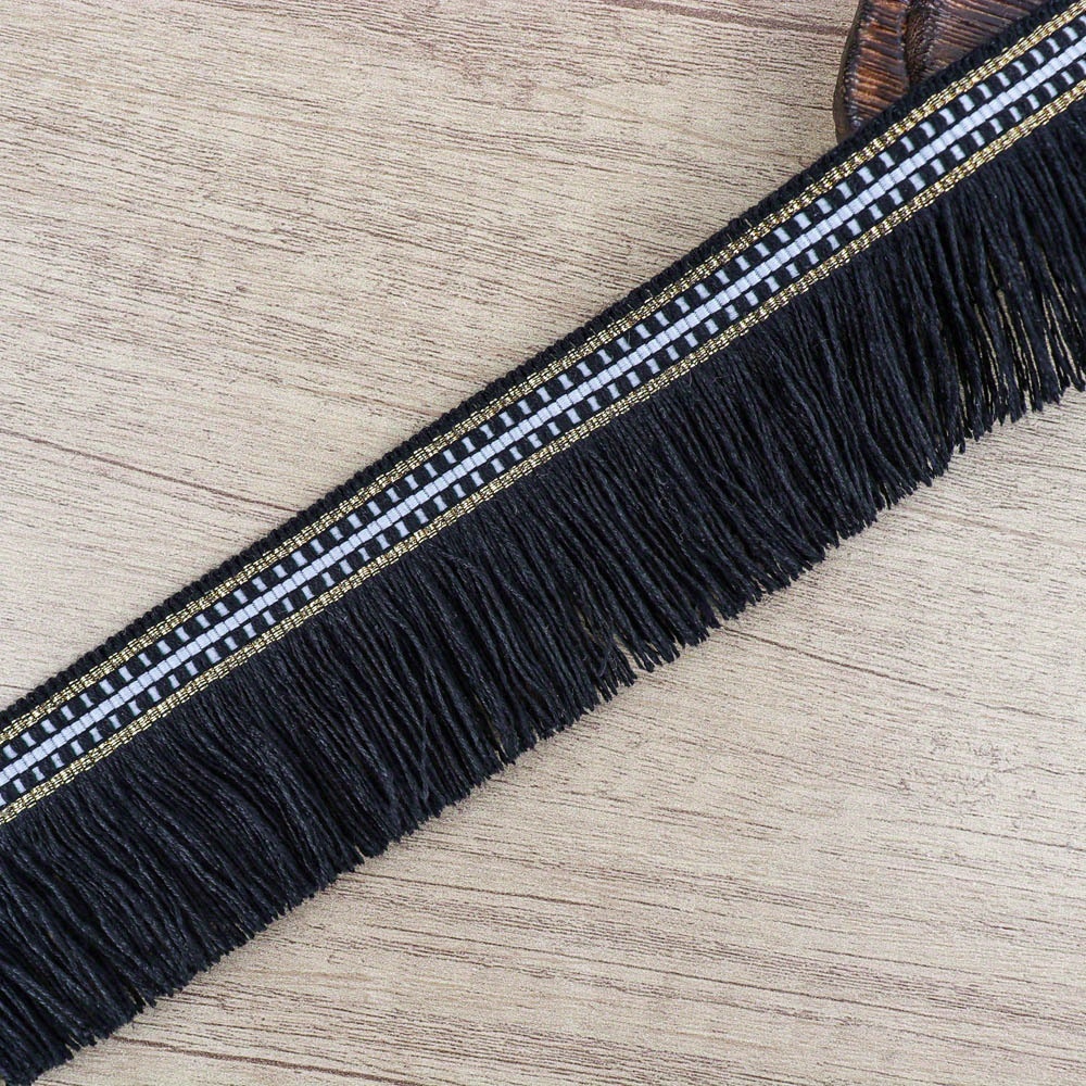 TEMU Encaje con borlas de 2 yardas, 4.8 cm de ancho, cinta de de poliéster | Ideal para proyectos de costura, decoración de ropa, diademas, ribete de