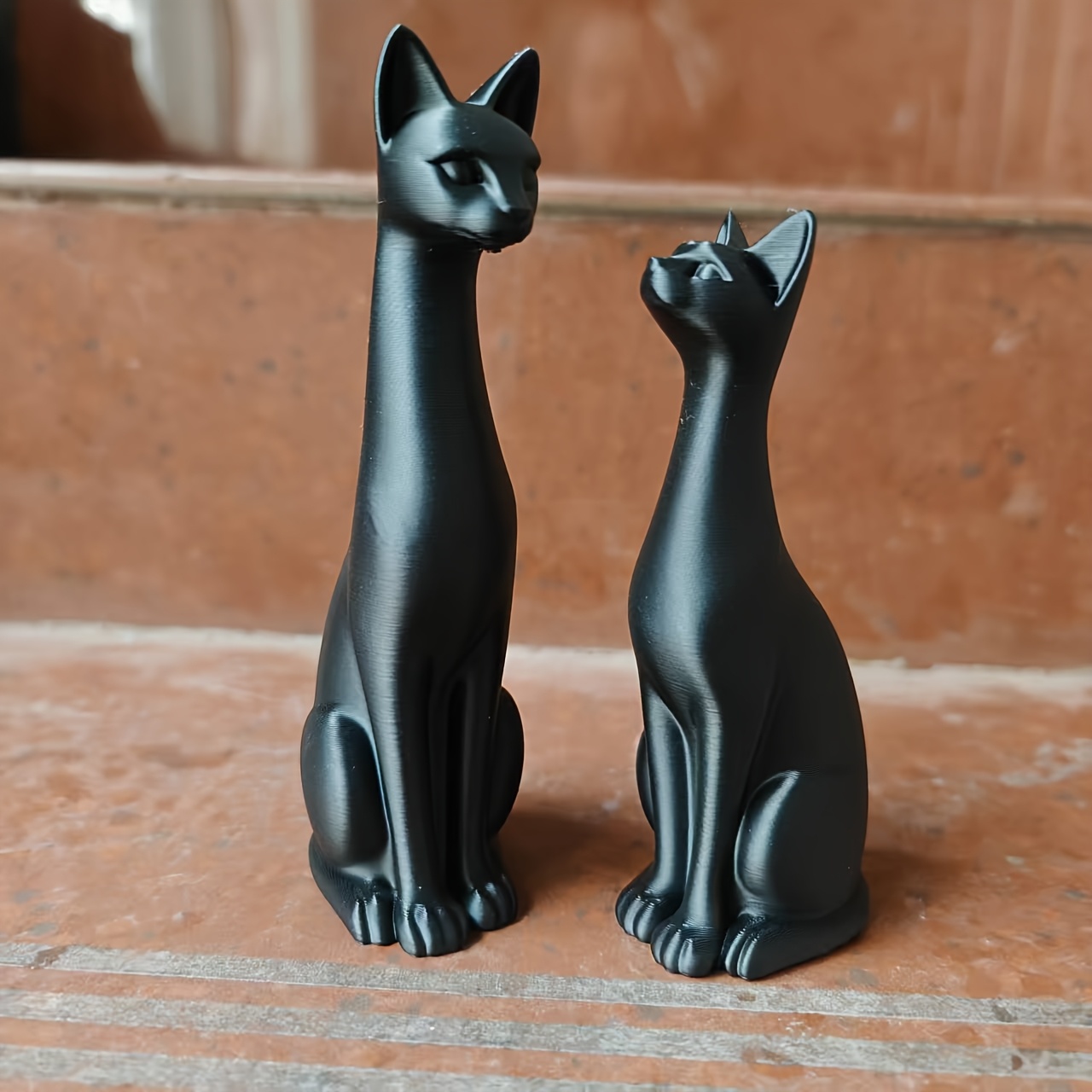 TEMU 2pcs Cat Statue Figurines, Home Decor Sculptures. Suitable For Office, Desk And Entrance Decoration, Ideal Collectibles For Cat Lovers For