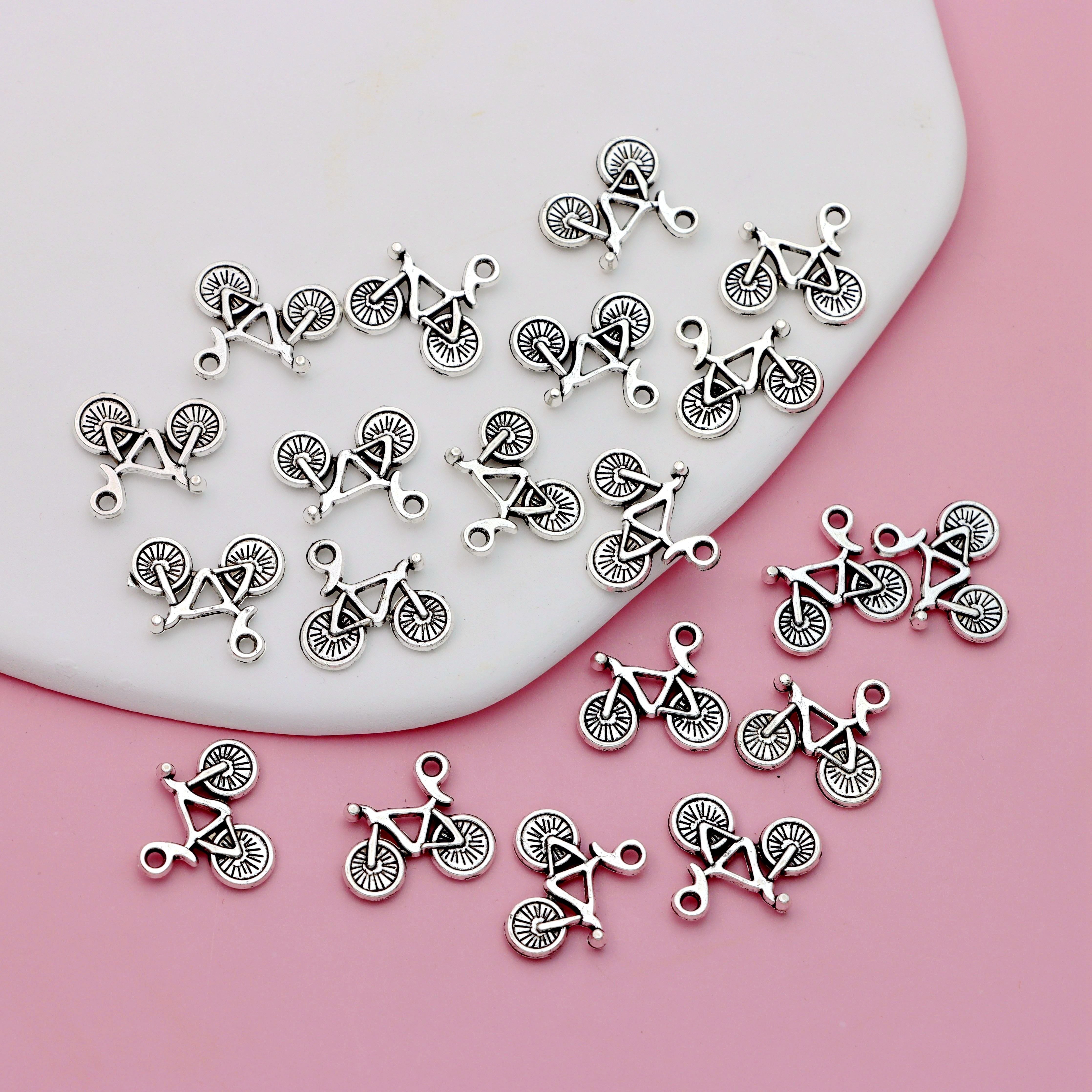 20pcs Bicycle Charms Antique Silvery Plated Pendants Fashion Jewelry Making Alloy 15x16mm