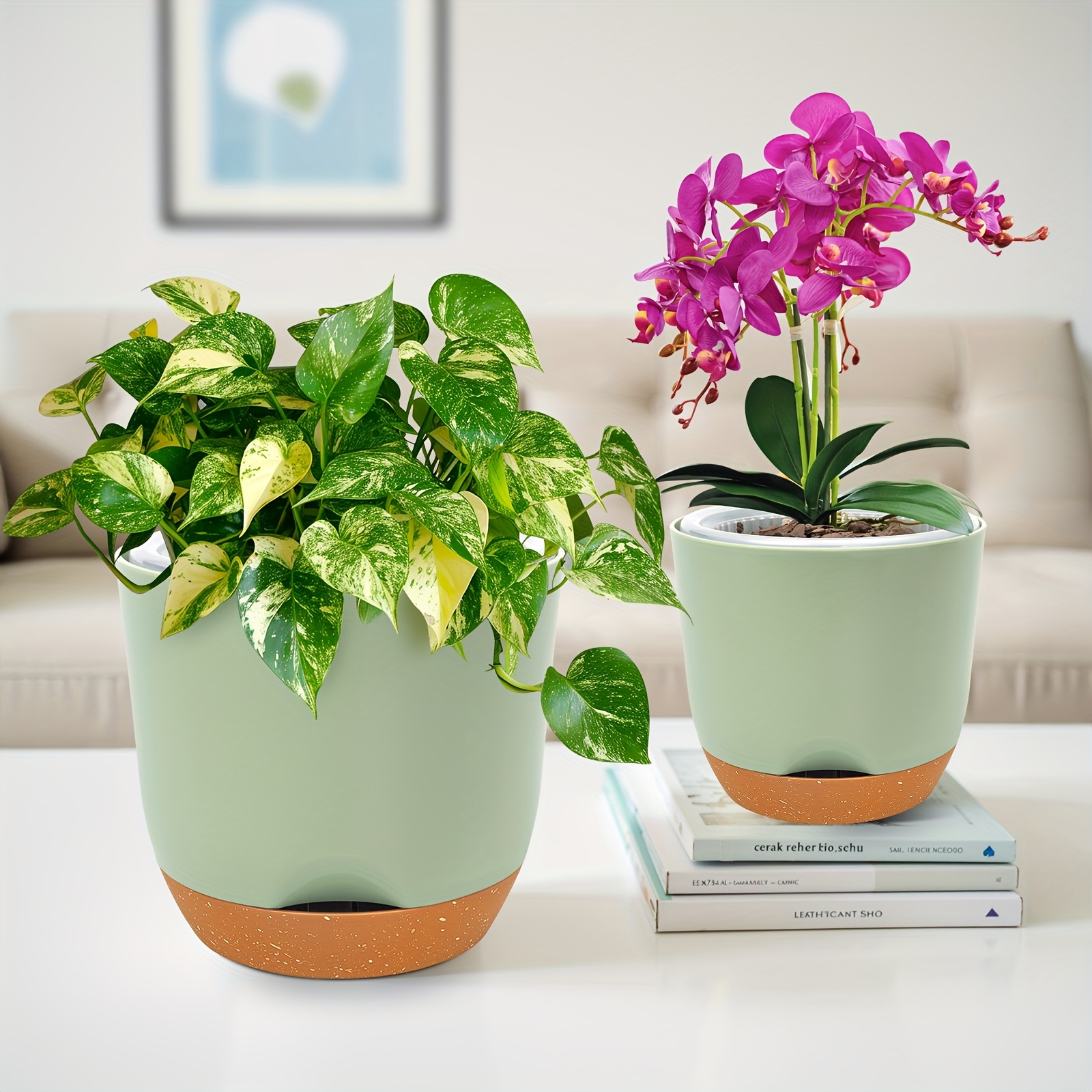1 2pcs round plastic self watering flower pots suitable - Temu