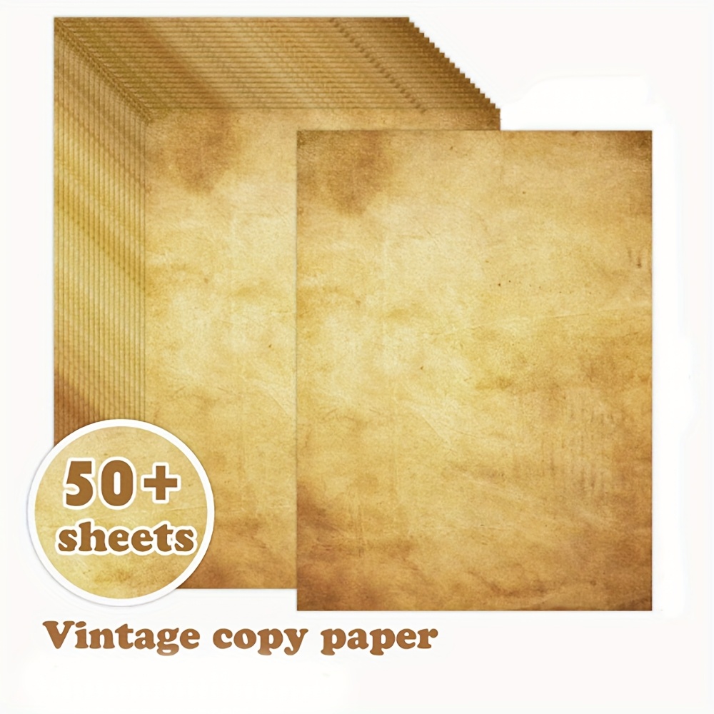 A4 Double-sided Printing Paper, 50 Sheets Vintage Stationary Letter , Decorative Old Look Paper For Invites