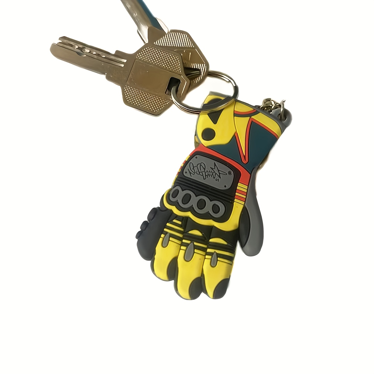 Image of 1pc Motorcycle Racing Key Chain Motorcycle Rider Outdoor Travel Backpack Decoration Glove-type Key Chain Gift For Christmas, Halloween, Birthday Anniversary Gifts