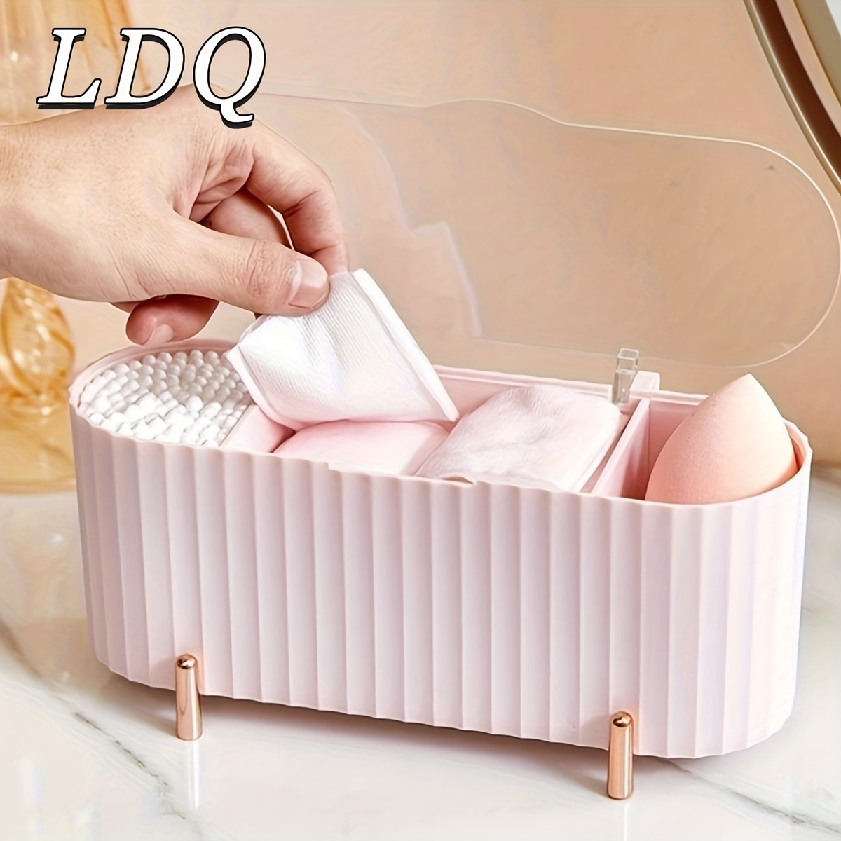 

1pc/2pcs 3 Compartments Cotton Swab Storage Box For Office Use - Organize Your Beauty Essentials With Ease