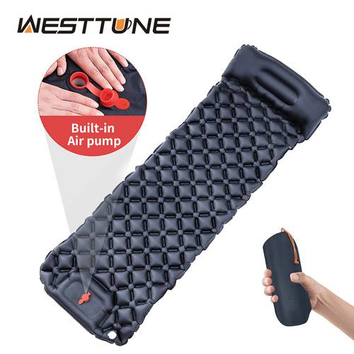 ultralight air cushion sleeping pad rectangular nylon foldable camping mattress with built in air pump ideal for hiking and camping gear foldable sleeping pad durable sleeping pad