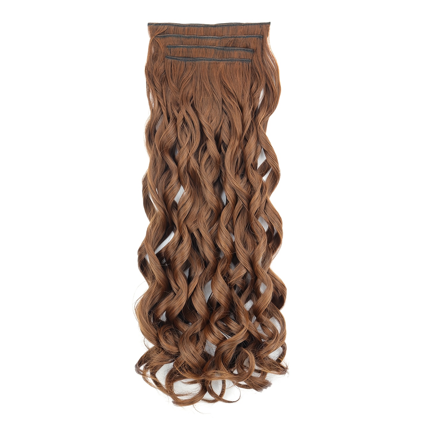 4pcs clip in hair extensions 20 inch long wavy synthetic fiber wigs body wave style for   for daily use and halloween celebrations   use elegant wavy hair synthetic fiber wigs hair wigs details 2