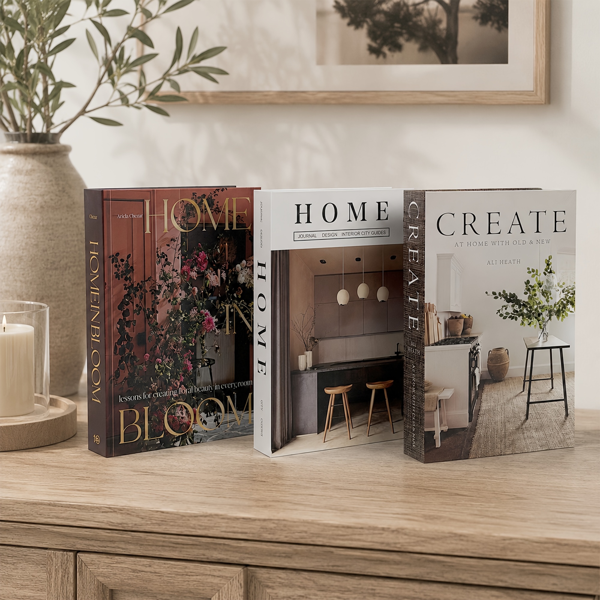 TEMU Ensemble de 3 livres décoratifs, faux livres, livres de table basse, livres de décoration intérieure pour la décoration d'étagères, console TV,