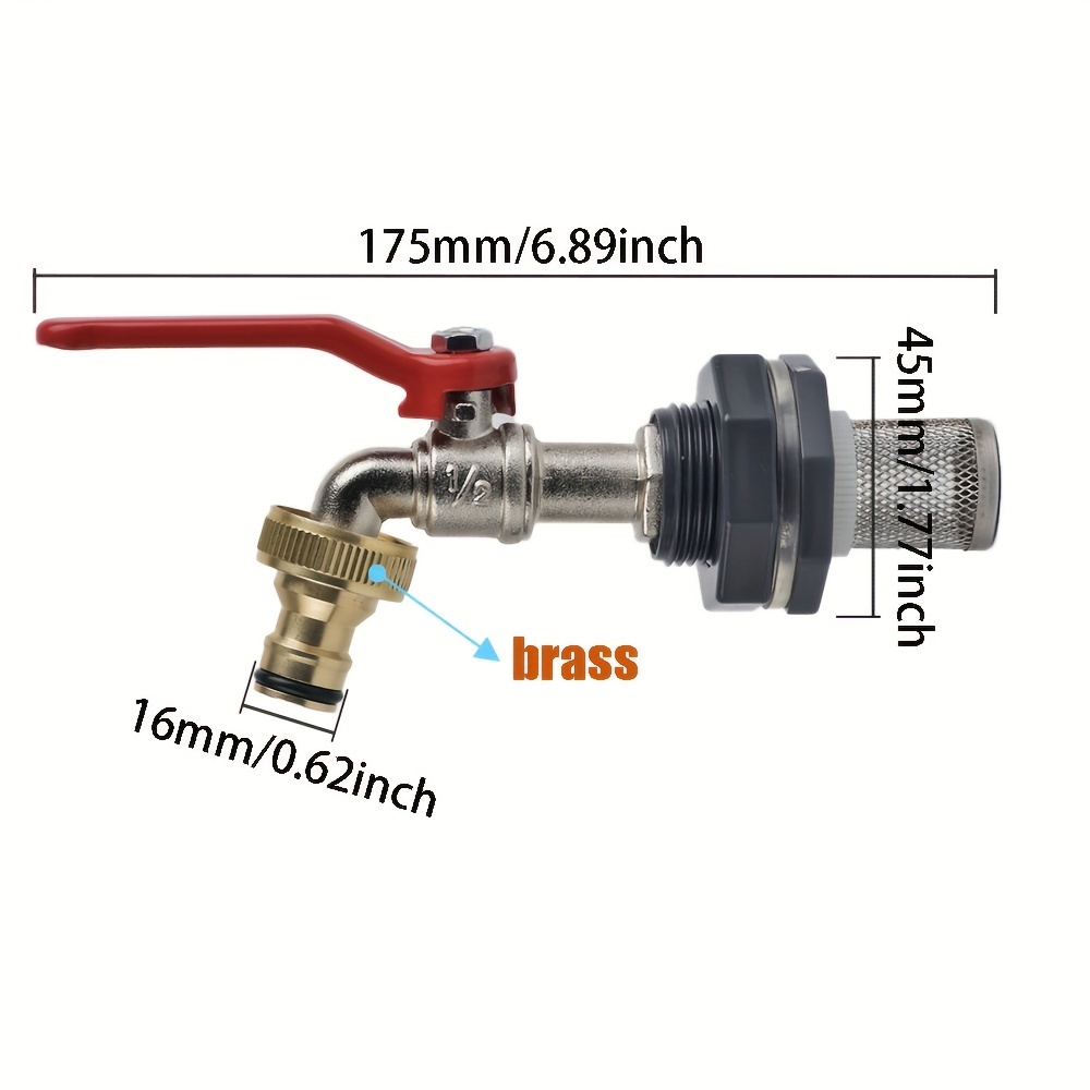 Image of Water Tank Bulkhead Fitting Kit, Hose Outlet Inlet Alloy Faucet Connector Adapter For Aquariums Water Tanks Pools