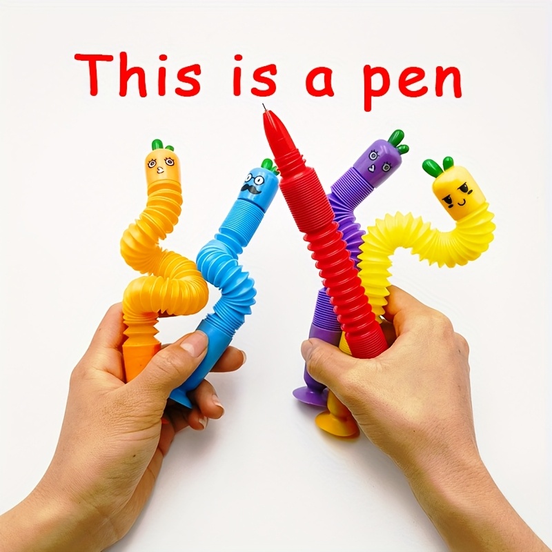 5pcs cute cartoon carrot vegetable retractable pens set fine point pp material with suction cup base   for students Product details 0