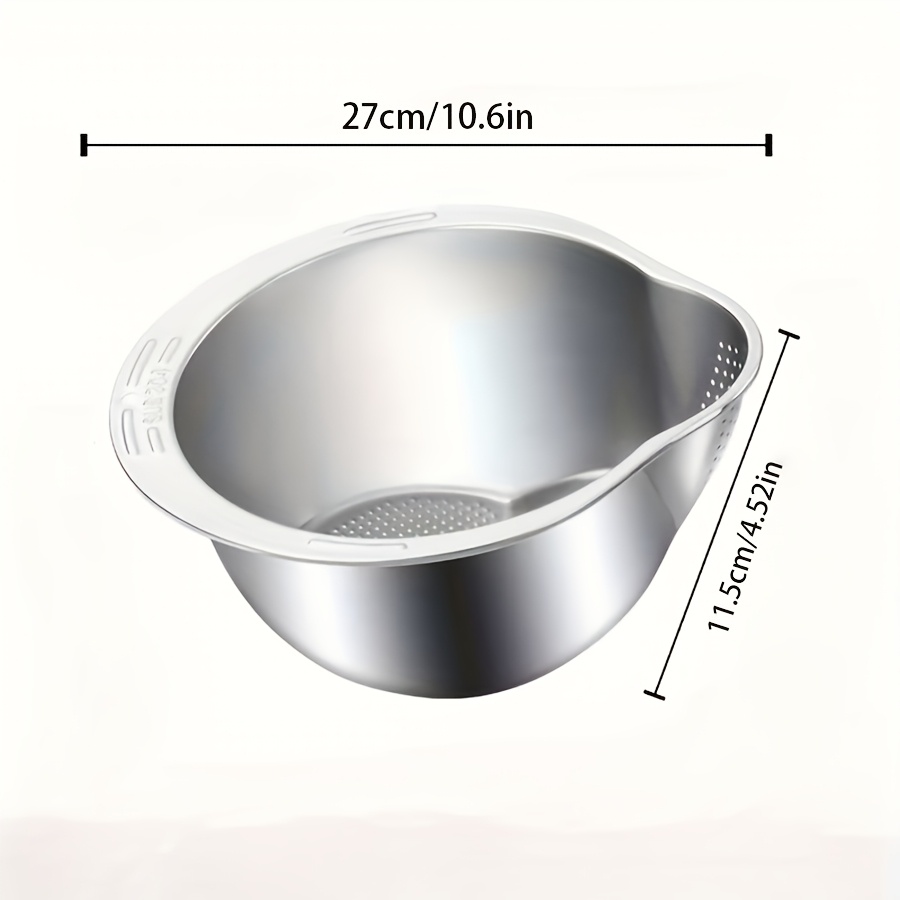 Stainless Steel Multi-Purpose Kitchen Drain Basket – Perfect for Washing Rice, Fruits, and Vegetables – Durable, Food Safe, and Efficient Water Filtration – Ideal for Cleaning and Straining Food in the Kitchen