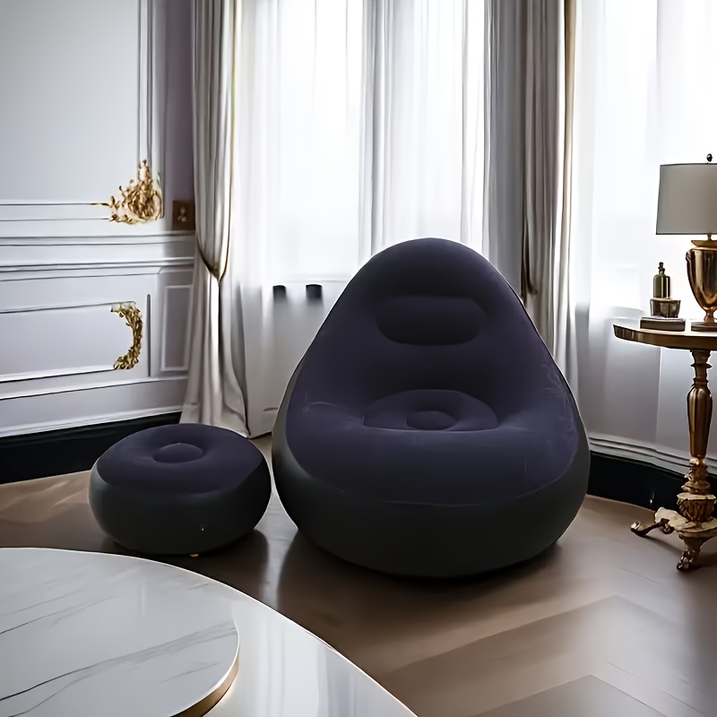 1 canapé gonflable d'extérieur avec repose-pieds | Portable, gonflage rapide, pliable et léger, idéal pour le camping, la plage, la piscine, le jardin, pompe à pieds incluse