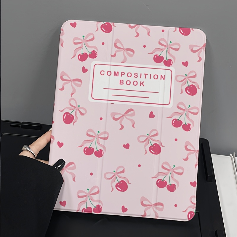 tri fold colorful cherry bow pattern tablet case suitable - Temu