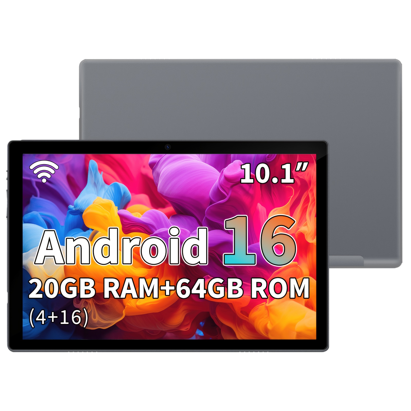 TEMU Tablet 16 de 10.1 pulgadas, versión 2026 , 20GB de RAM (4GB+16GB) y 64GB de ROM, -Core, 6000Mah, PC Tablet Wifi, L1, Pantalla LED, Carga USB-C,