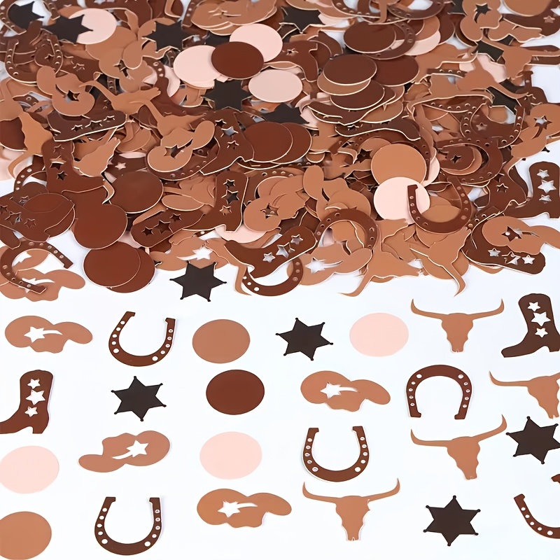 Image of 99pcs Western Cowboy Party Confetti - Cowboy Confetti, First Cowboy Rodeo Birthday Party Decorations, Western Cowboy Kids Shower Decorations, Wild West Party Supplies, Birthday Party Confetti