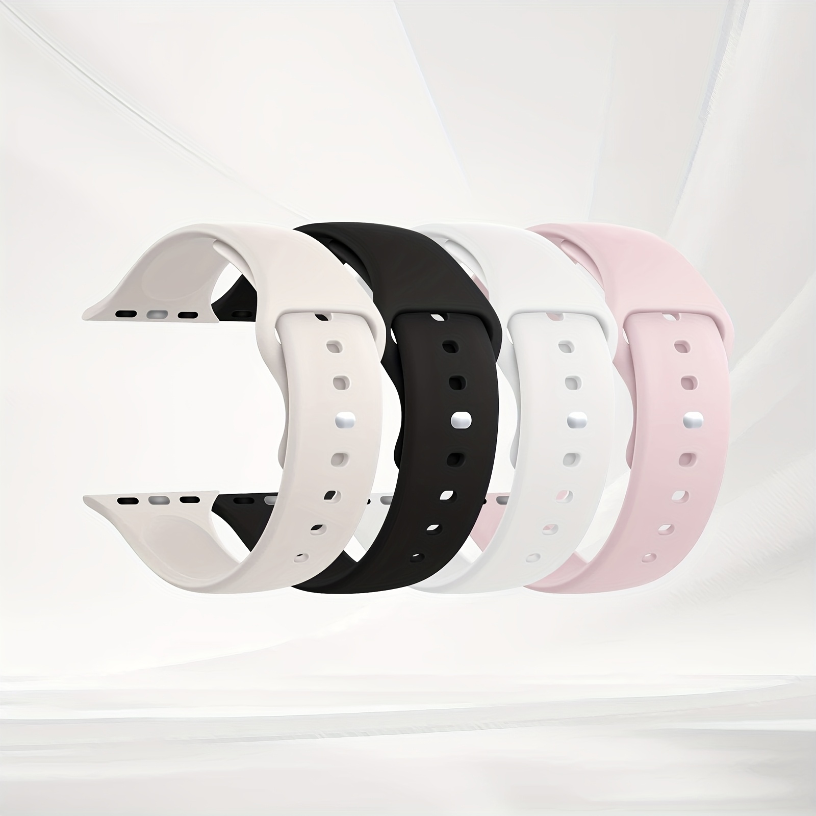 Image of 4 Pack Sport Watch Bands Compatible With 38mm 40mm 41mm 42mm 44mm 45mm 46mm, Soft Watch Band Compatible With Iwatch Series 11 10 Ultra 6 5 4 3 2 1 Se Women Men