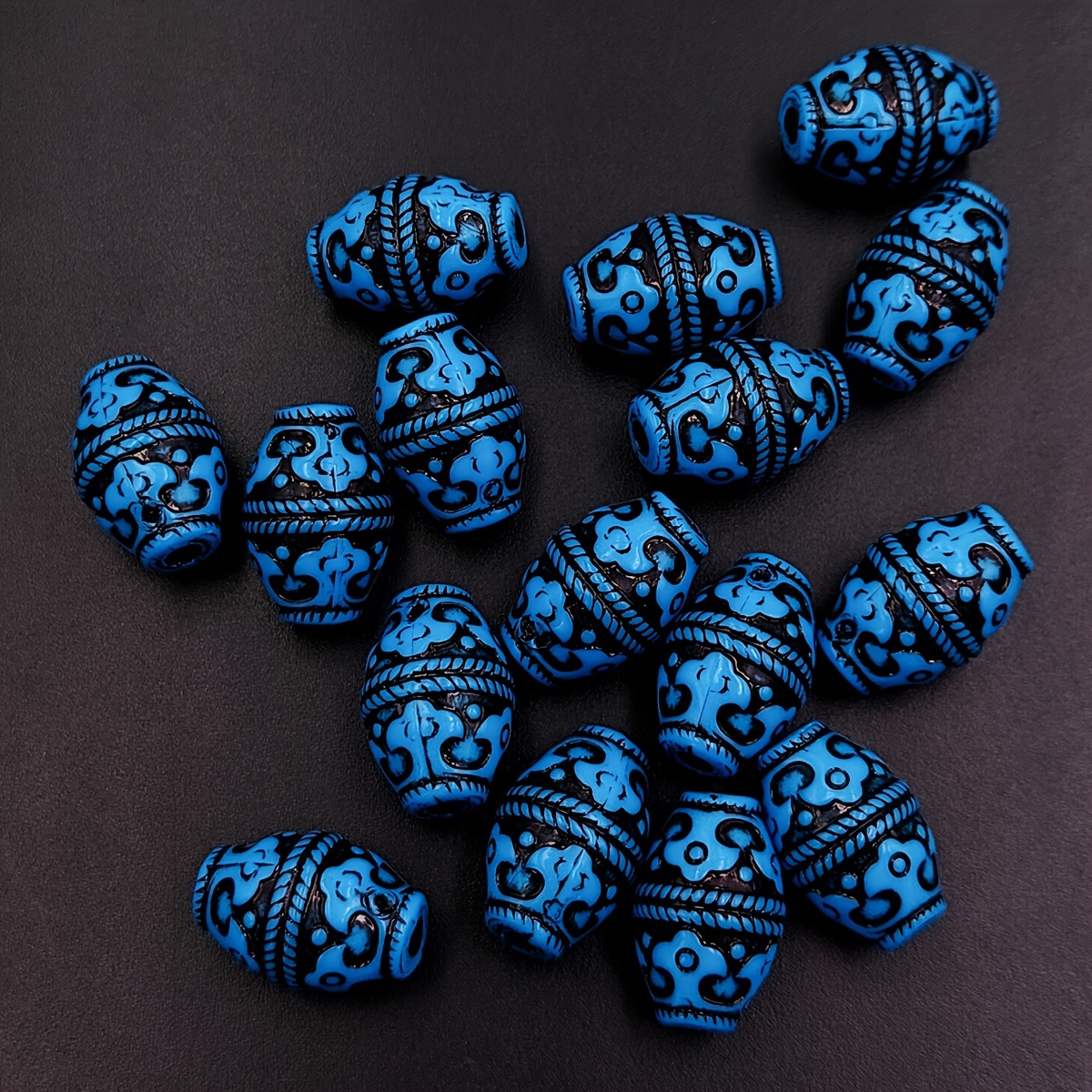 20 Vintage Blue Patterned Beads For Fashion Additions And Loose Bead Components
