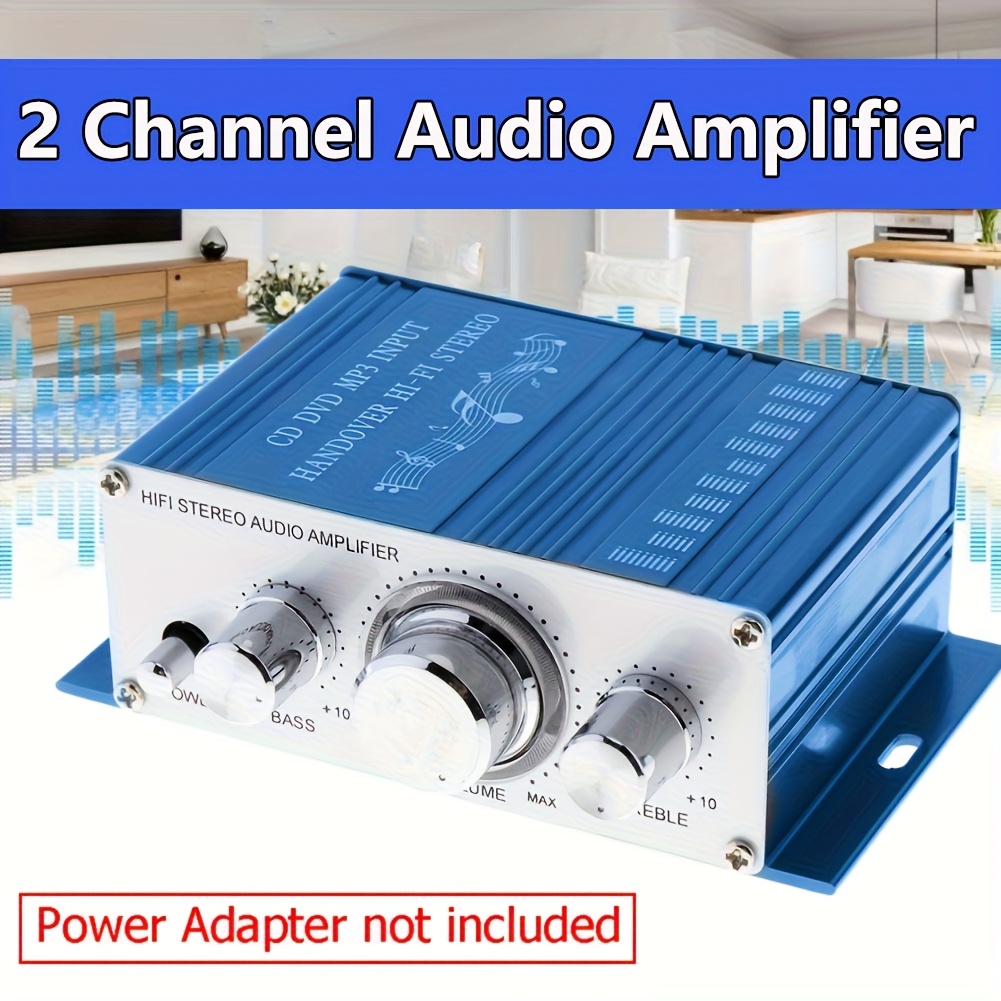Amplificator Mini, Amplificator Audio HiFi Stereo cu 2 Canale, Intrare RCA, Amplificator Digital Puternic pentru Mașină, Casă, PC, TV, Telefon - Adaptor de Alimentare Neinclus