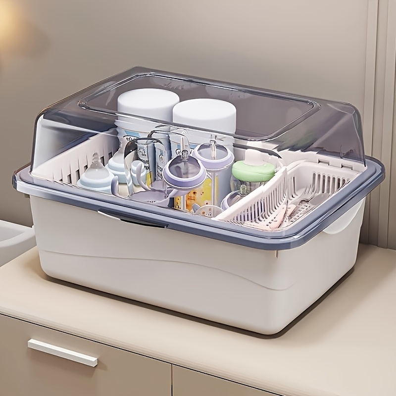 Large Capacity Baby Bottle Organizer with Drainage and Dustproof Drying Rack, Durable Plastic Cup Holder, Space-Saving Storage Shelf, Suitable for Kids Room, Kitchen, Bathroom, Perfect Christmas Gift, Best for Christmas