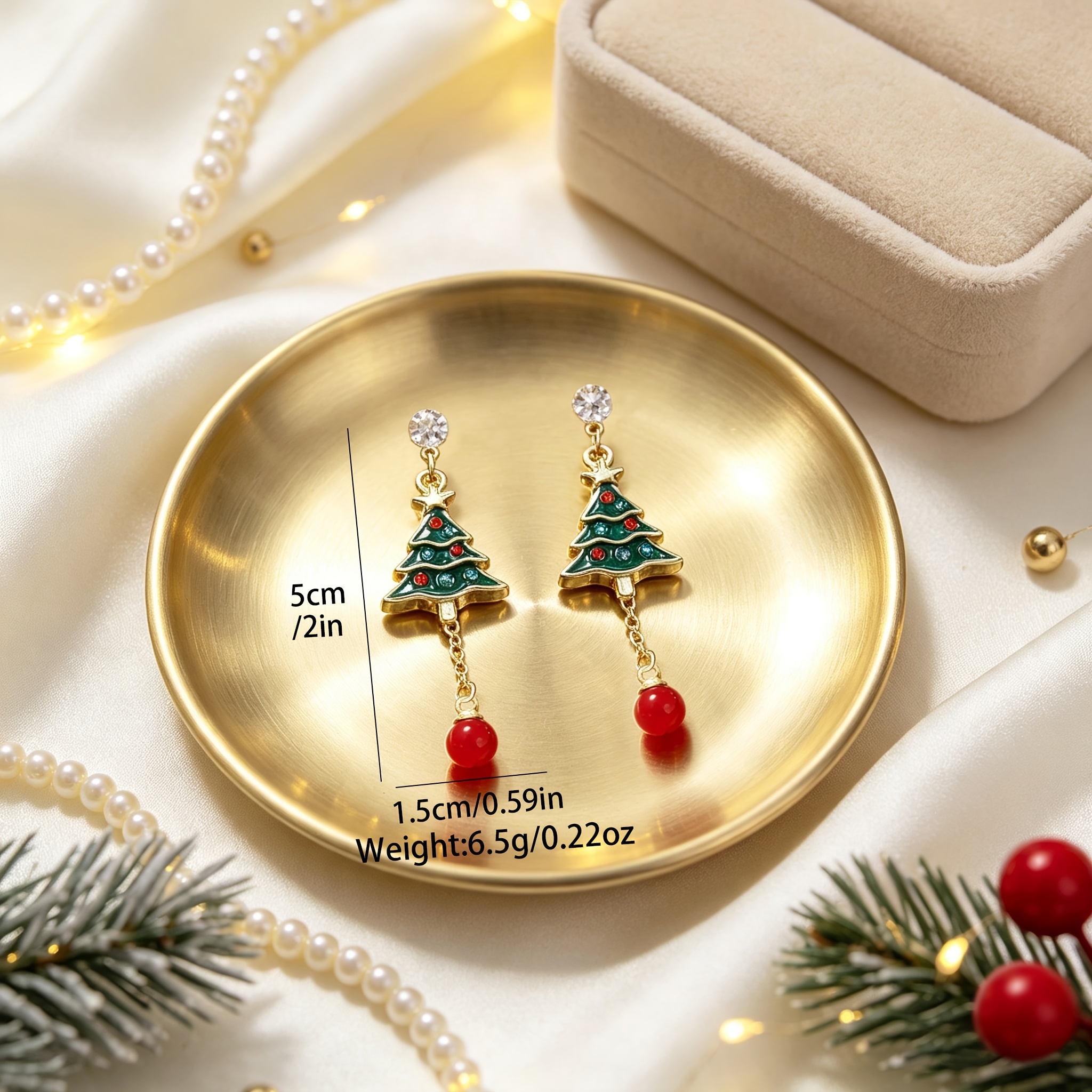Women's Fashionable Holiday Christmas Tree Long Earrings