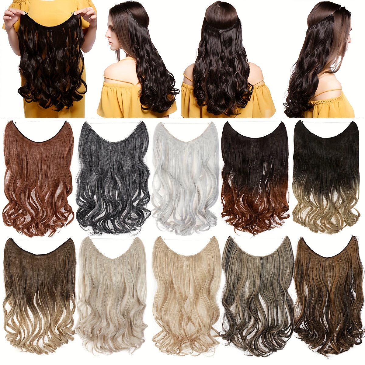 hair extensions invisible hair extensions secret   long curly hair pieces for women synthetic halloween christmas details 3