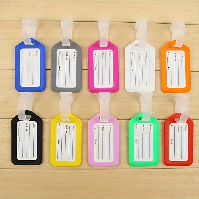 

10 Travel Luggage Plastic Suitcase Baggage Office Name Label