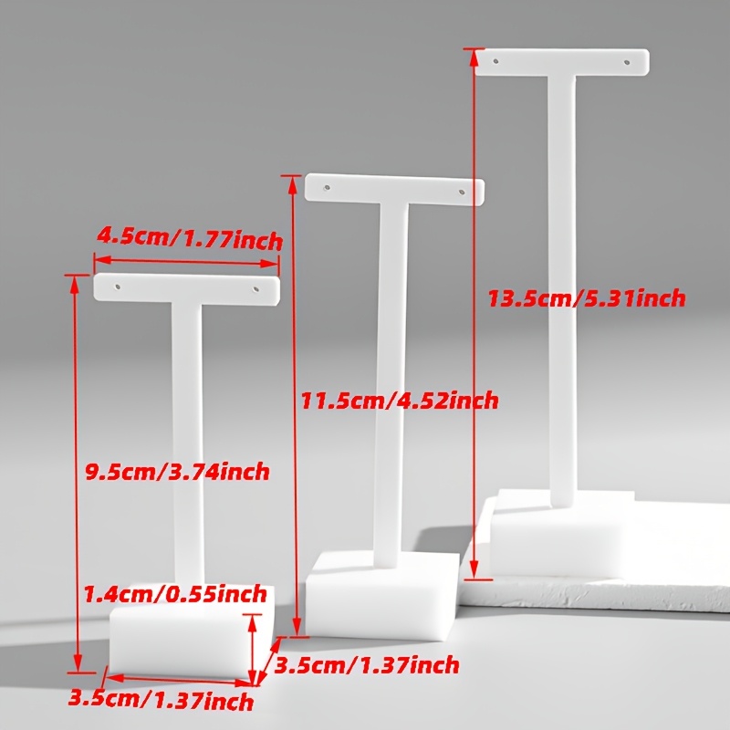 3 Different As A Set Of Acrylic White Earring Stand Jewelry Display Stand Display Props Earring Display Storage Rack Jewelry Making Display Packaging Supplies
