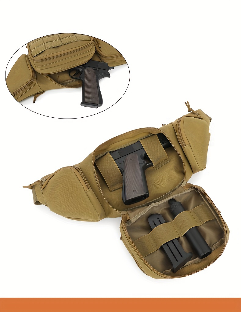   pistol fanny pack multi functional oxford cloth waist bag large capacity travel gear pouch concealed gun holster portable   waist pack with non waterproof for outdoor details 3