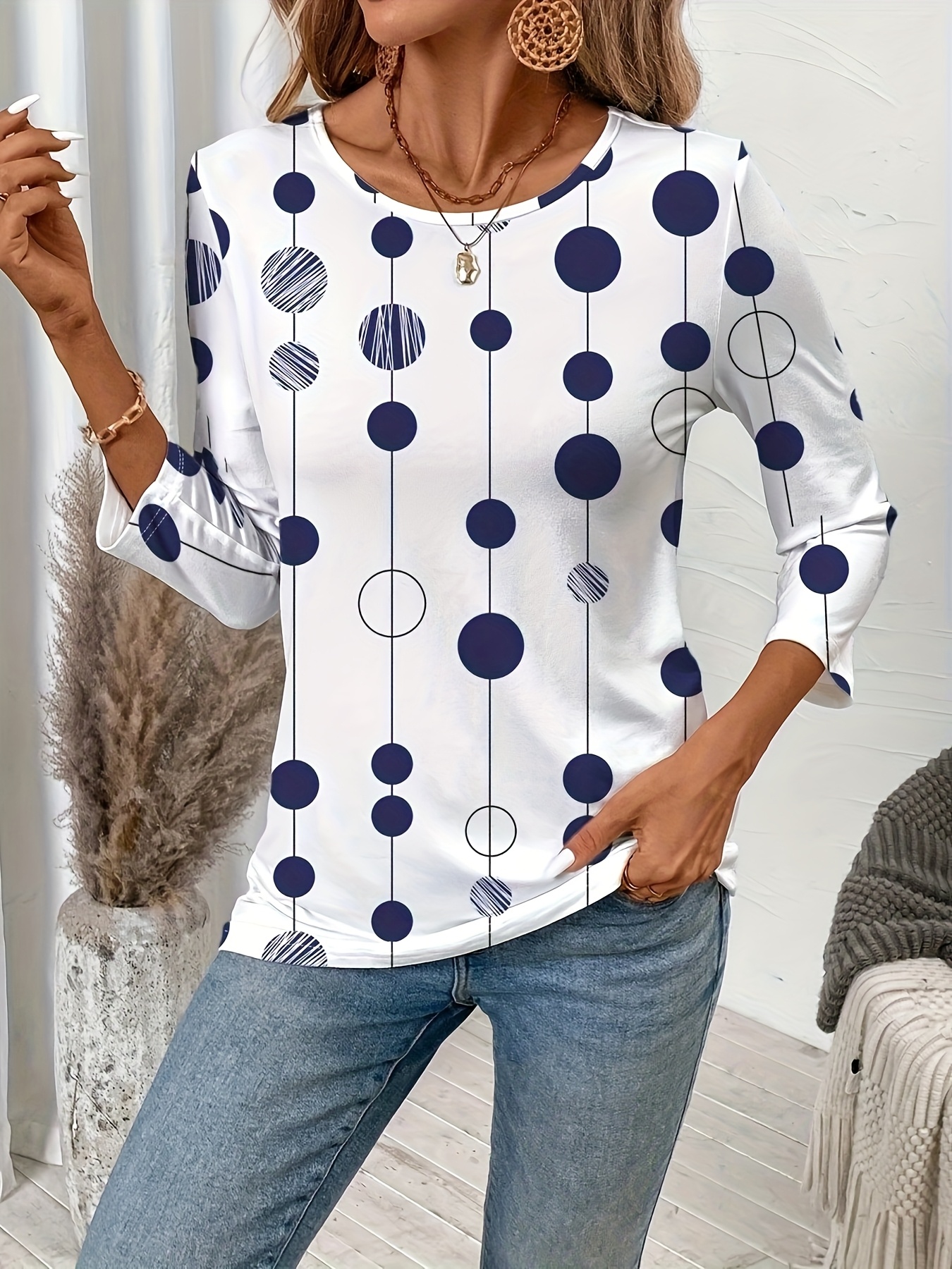 womens blouse grey and white polka dot blouse