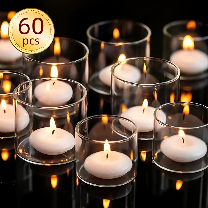 60 White Round Candles, High-quality Single-core Candles, Suitable For Holiday/wedding/party/proposal/restaurant Ambiance Decoration, Versatile For Multiple , A Romantic Surprise For Him Or Her