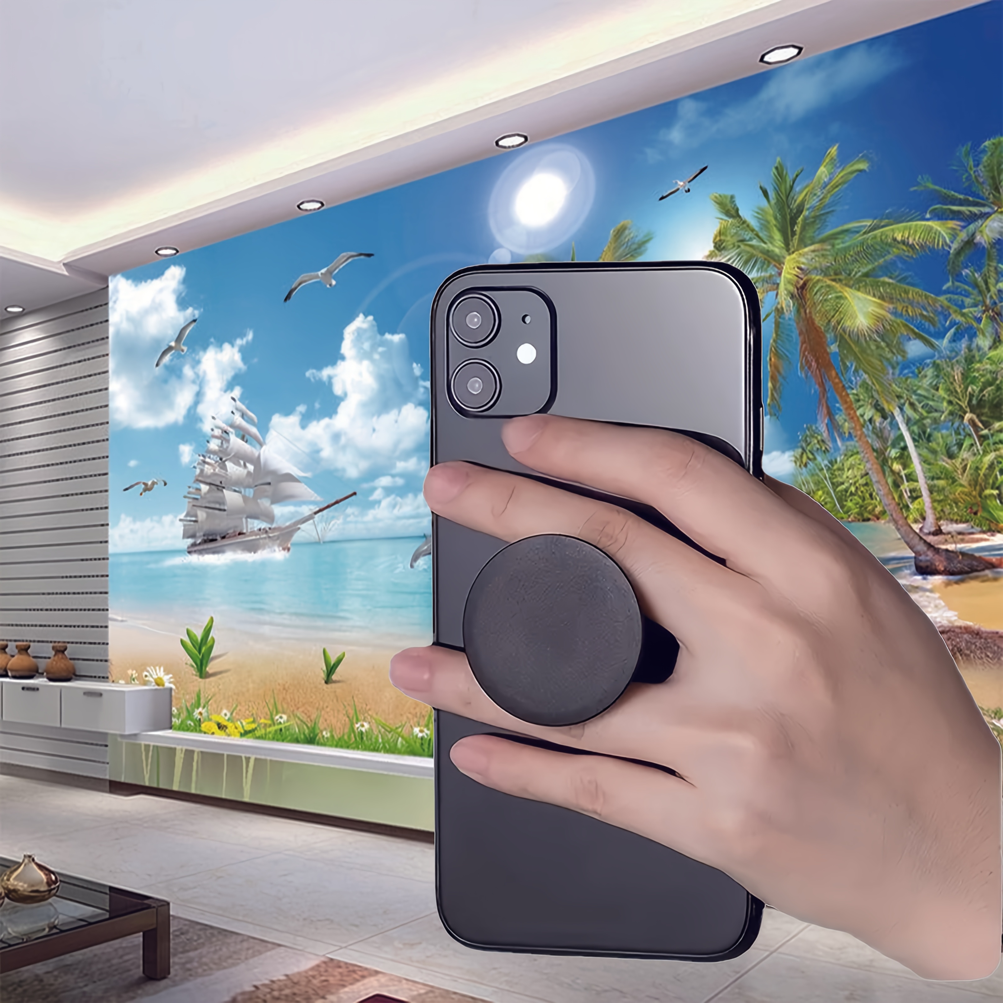 1pc Mobile Phone Bracket Telescopic Lazy Tiktok Artifact Air Cushion Ring Finger Ring Cartoon Paste Base