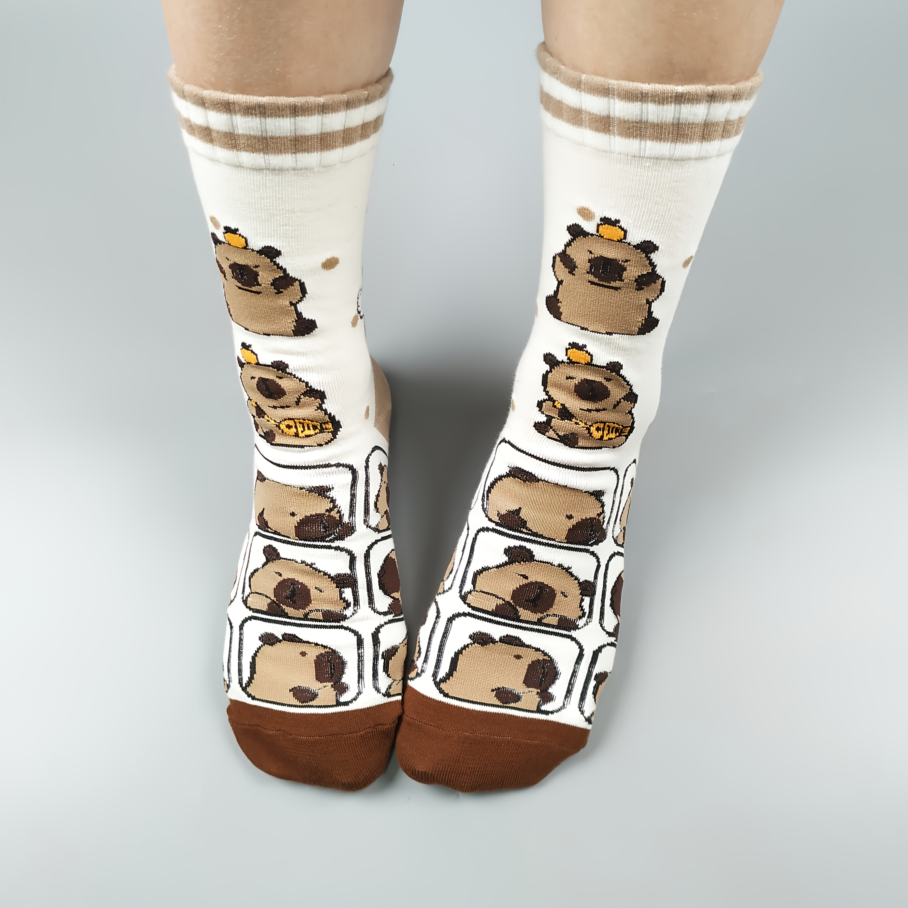 E-shop 1 Paar Damen Cartoon Capybara Niedliche Tiere Capybara Socken Lässige Alltags Mid-Calf Socken