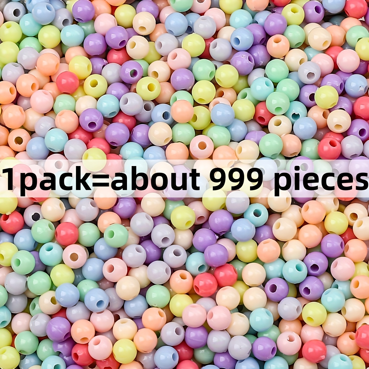 TEMU 999 Stück 0,4 cm 0,157 Zoll 26 G Acryl Candy-Farbige Runde Perlen, gemischt, zum Basteln von Halsketten und Armbändern, handgefertigte