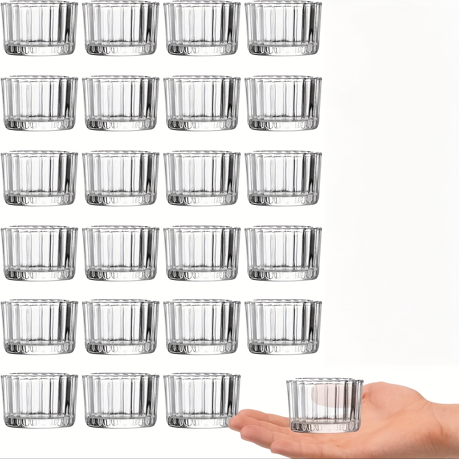 TEMU 12/24pcs, Striped Candle Holders, Candle Cups, Tea Lamp Candle Holders, Glass Candle Holders, Suitable For Centerpiece Decoration Of Dining