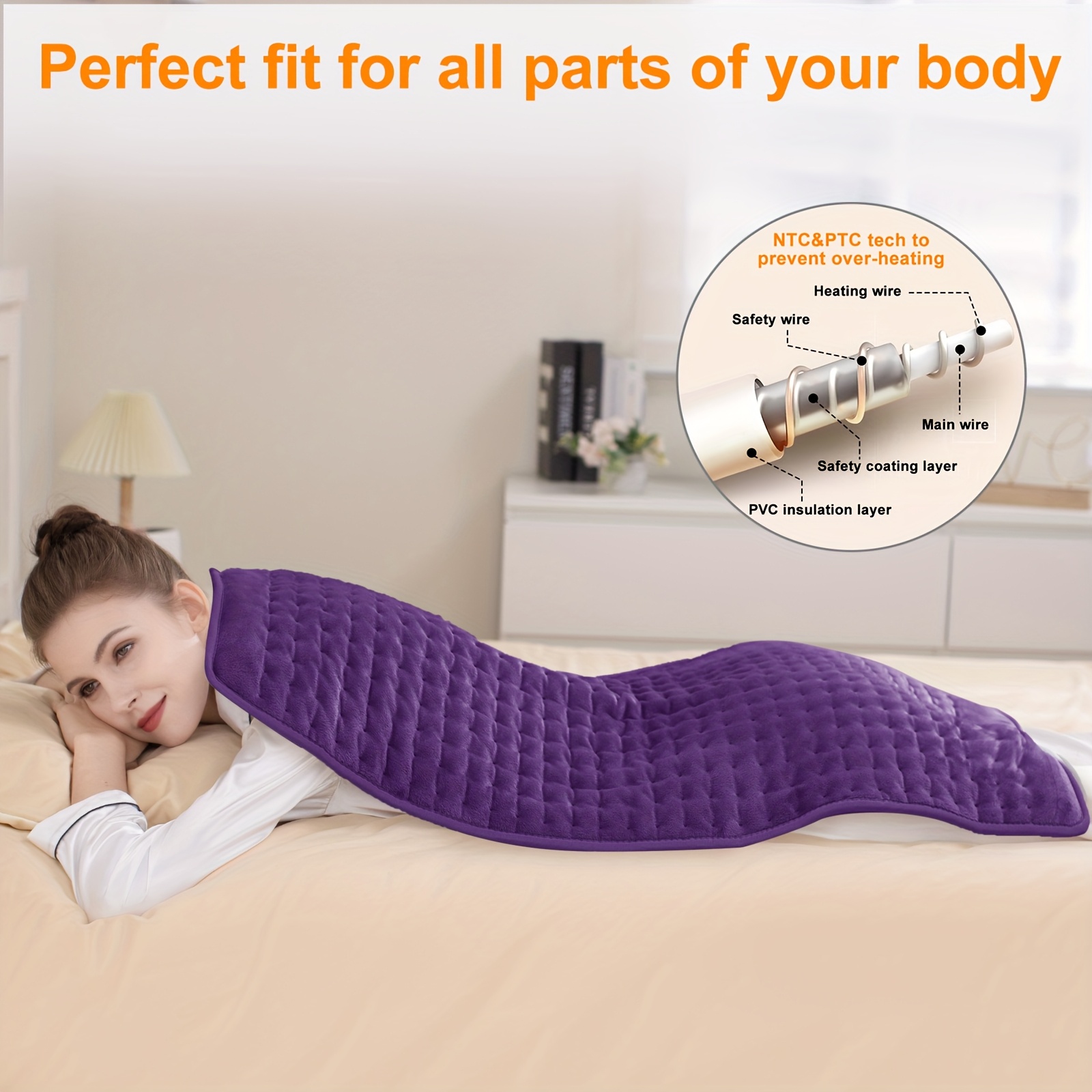 xxxl extra large heating pad size   20in 33in 17in 24in 12in 6 temperature levels and 4 time settings portable back neck shoulders and legs heating machine washable   gift for men women parents christmas gift Product details 1