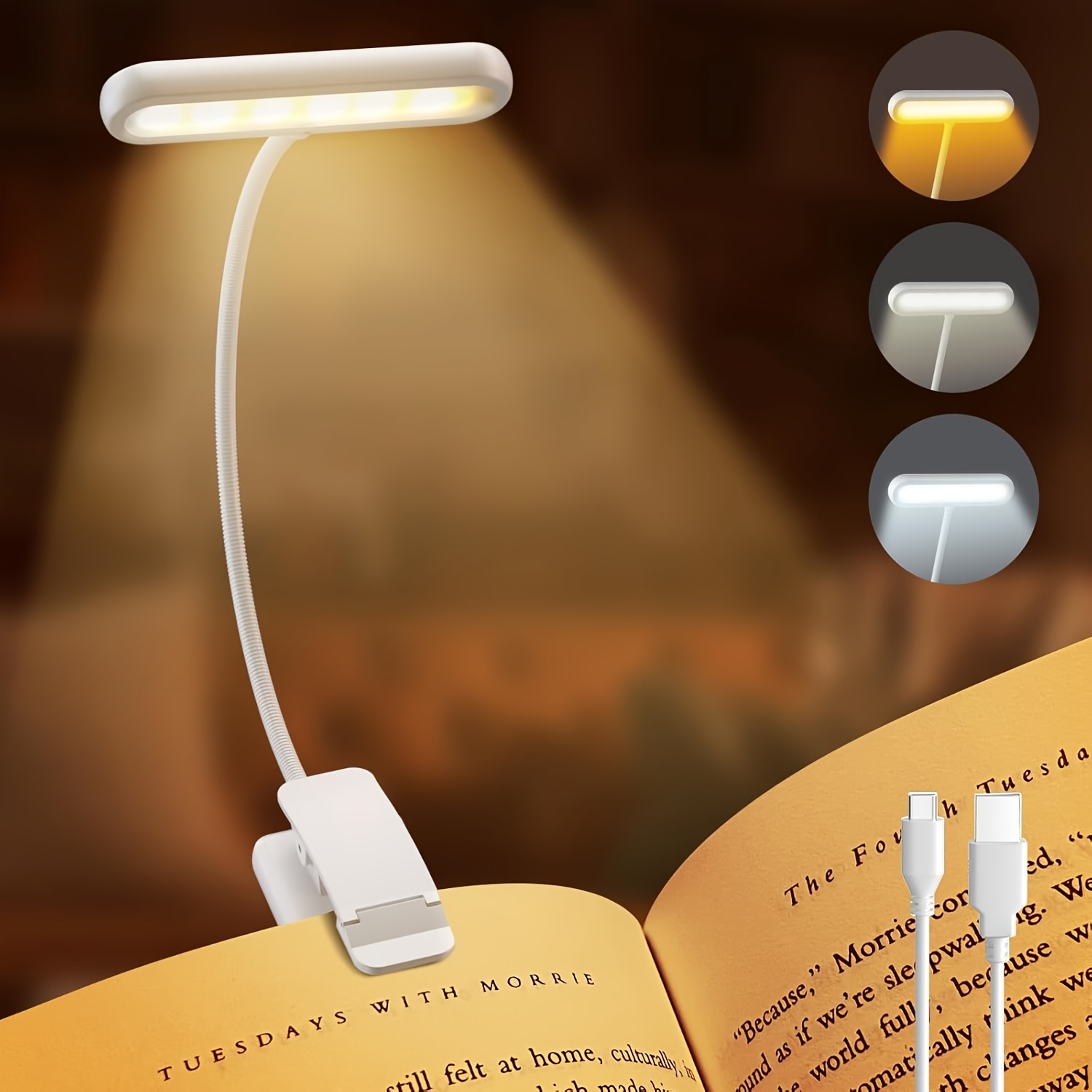 

Light Usb Rechargeable Reading Light Warm Daylight Portable Flexible Night Reading Lamp