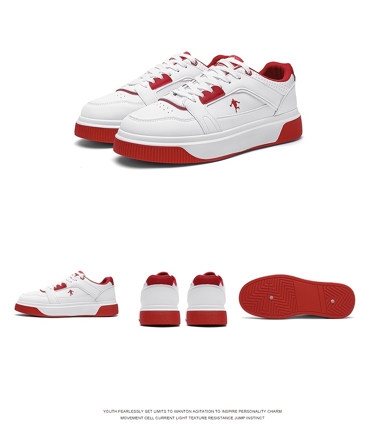 Trendy and Versatile Sports and Leisure Bread Board Shoes for Men | Autumn New Styles for Teenagers, Thick Soled Height Increasing White Shoes, Low Top, Fabric Upper, PVC Sole, Lace Closure, AOPLUS Brand