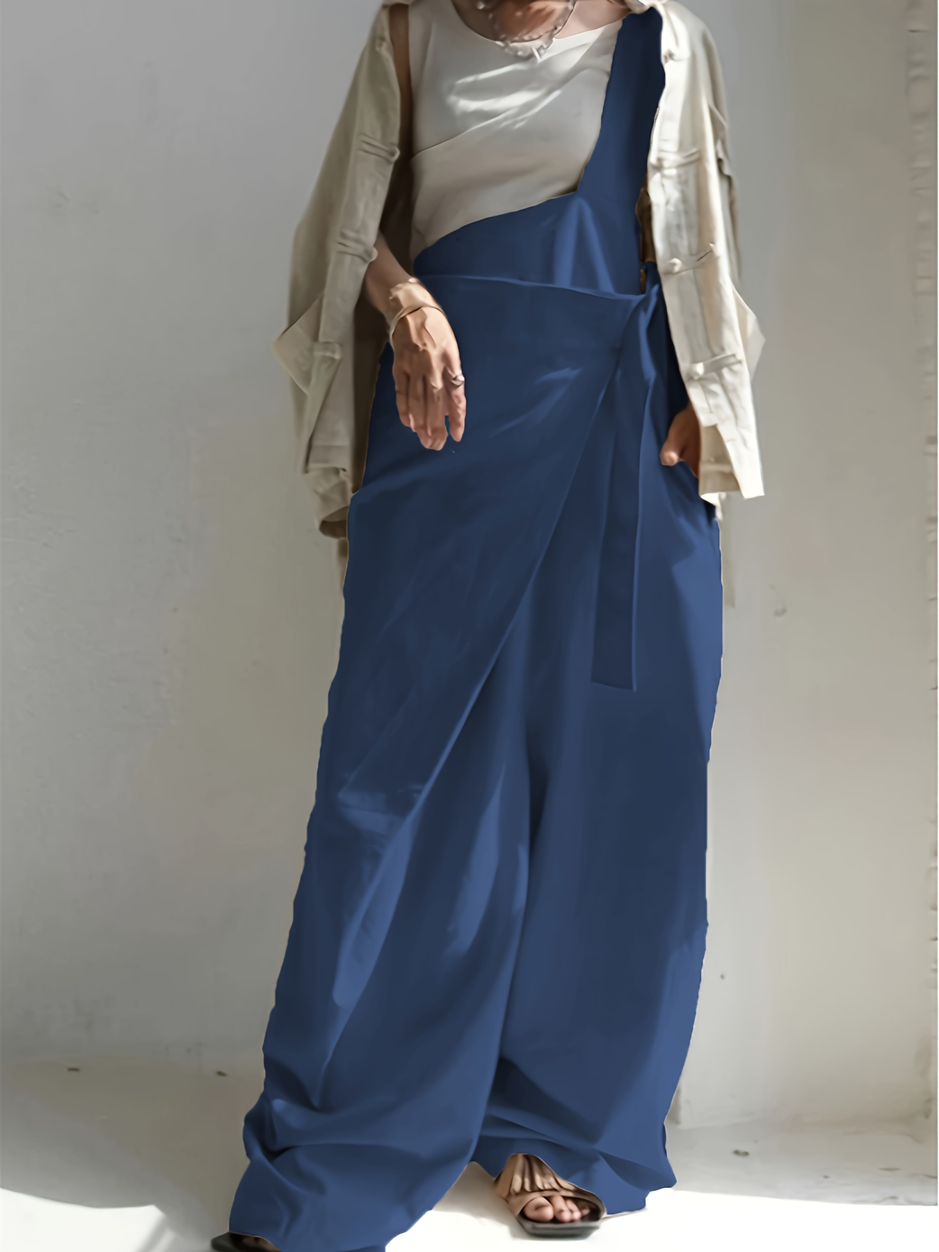Personalized Wide-Leg Overalls with a Single Shoulder Strap (Without a Belt)