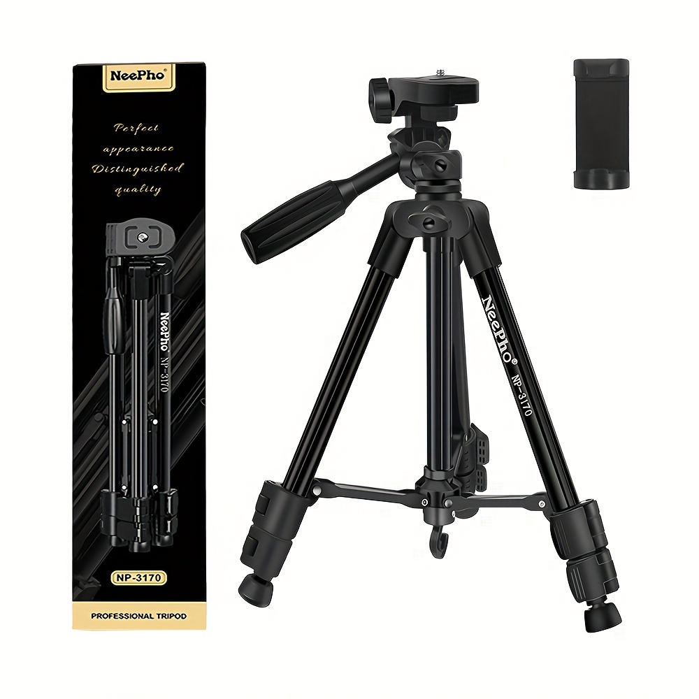 

Np-3170 41-inch/105cm Aluminum Alloy Camera Tripod With Adjustable Height, 360° Rotating Handles, Bubble Level, Weight Hanging Hook, And Stable Rubber Feet For Dslr Cameras And Smartphones.