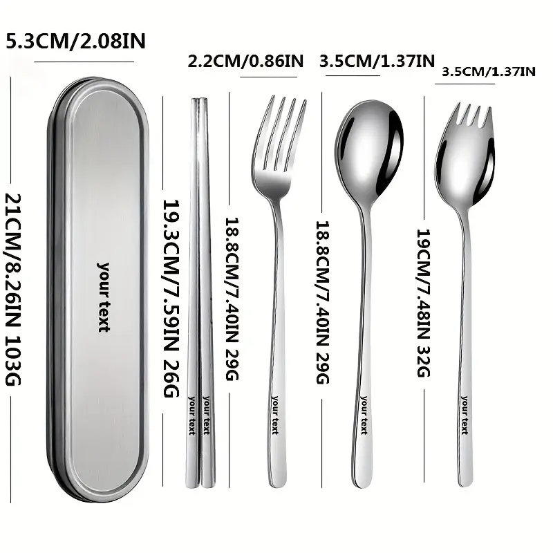 personalized customization 2 3 4pcs set of portable tableware with spoons chopsticks and stainless steel boxes suitable for outdoor picnics home kitchens and durable tableware Product details 3