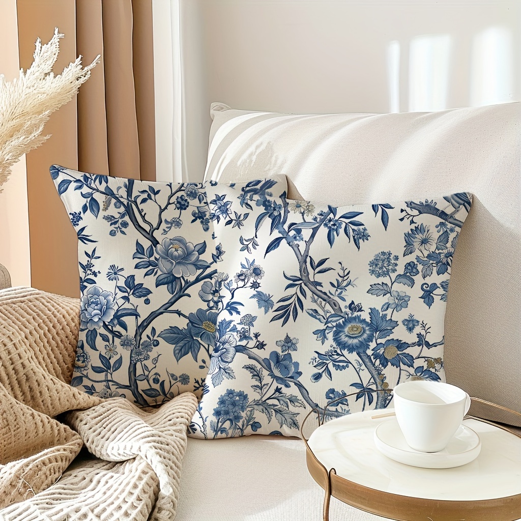 chinoiserie blue bird throw pillow covers Temu