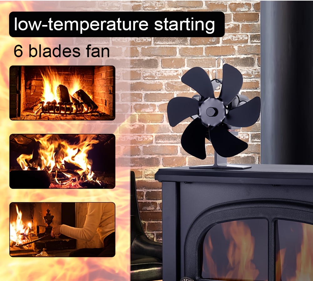   6 blade fireplace fan portable aluminum heat distribution for indoor air circulation no power needed details 1