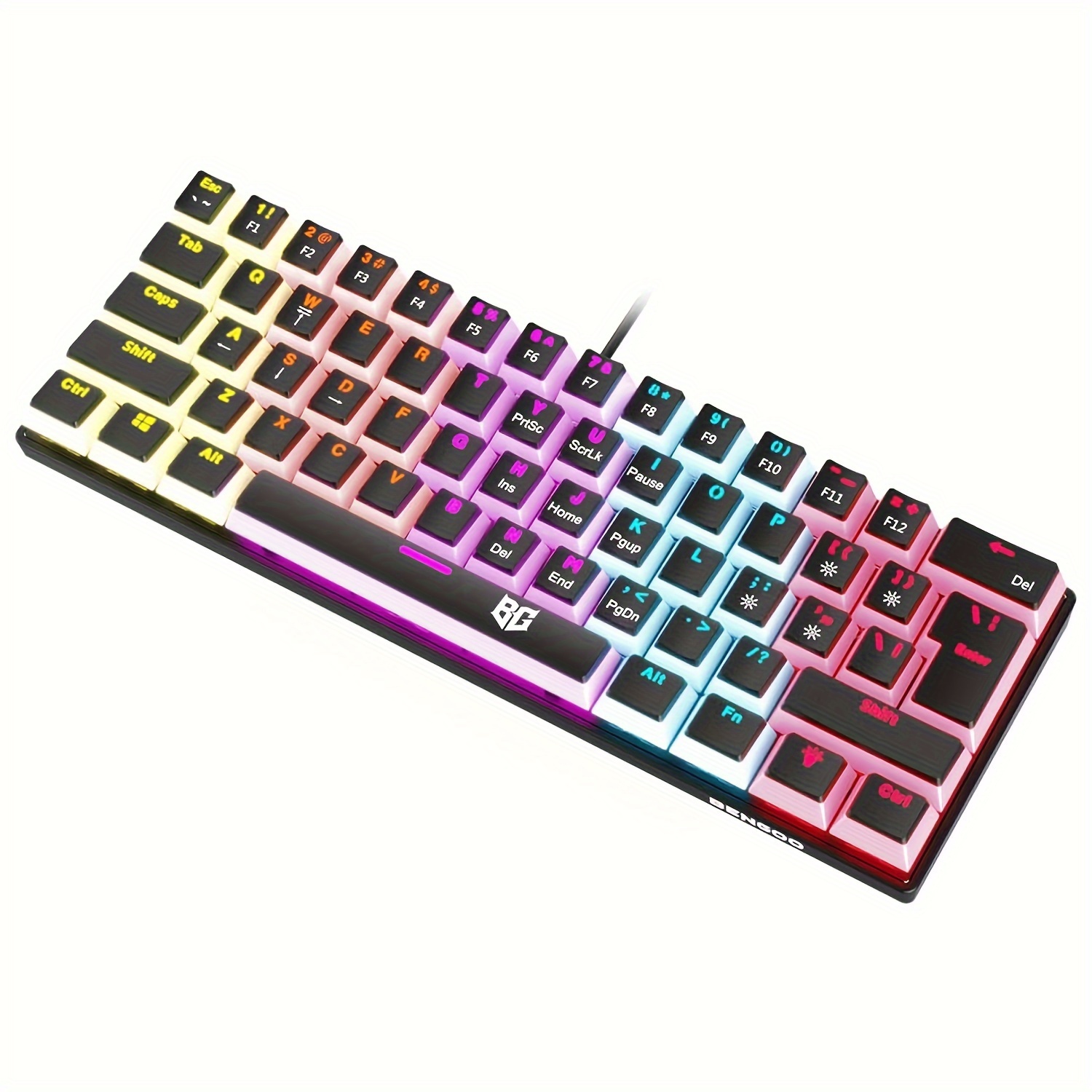 

Mechanical Gaming Keyboard, 60% Rainbow Led Compact Keyboard With 61 Keys And Blue Switches, Mini Wired Keyboard With 21 Anti-ghosting Keys For Computer Mac (black)